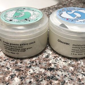 Glossier mask duo - like new w/ pink pouch
